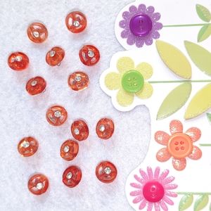 Fifteen Vintage Plastic Orange/Amber "Diamond" Buttons